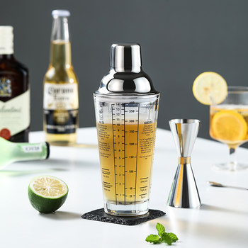 Glass shaker cup mixer set for milk tea shop, hand-made lemon tea making shaker cup 4469
