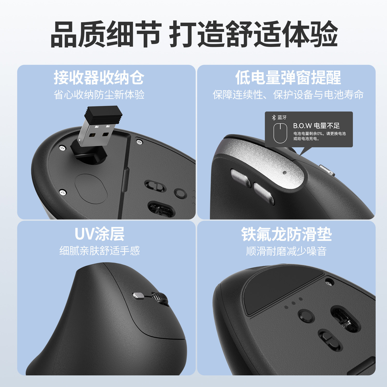 Bow Premium Ergonomic Vertical Wireless Mouse for Laptop and Desktop Computers, Universal for Girls, Silent