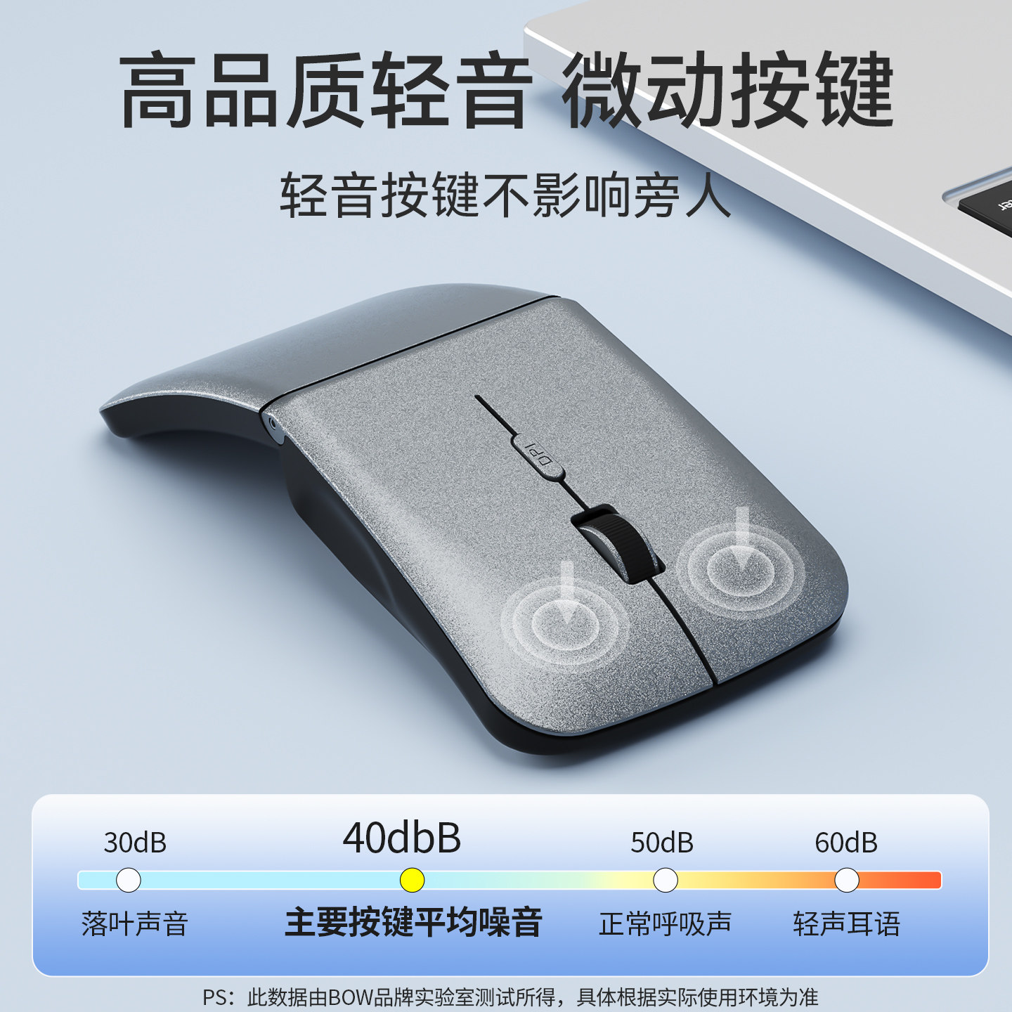 Bow Premium Wireless Bluetooth Dual-Mode Folding Mouse Is Suitable for Apple, Huawei, and Xiaomi Phones, Silent and Portable