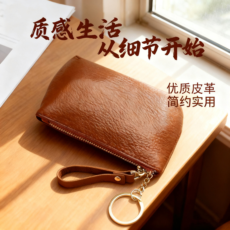 New Retro Genuine Soft Leather Key Case for Men, Pu Leather Car Key Holder, First-Layer Leather Anti-Loss Coin Storage Pouch