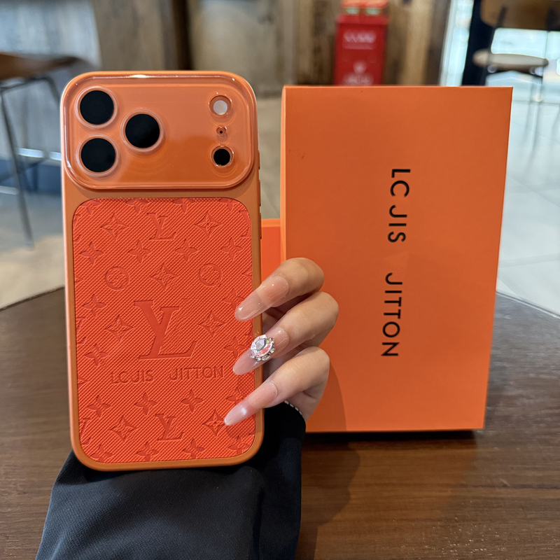 Xingyu Orange Phone Case Suitable for Apple 17 Pro Max, Full Coverage, Dopamine New Style, Leather Protective Case, High Aesthetic Value, Super Nice, Luxurious, Internet Celebrity, Large Window, Couple