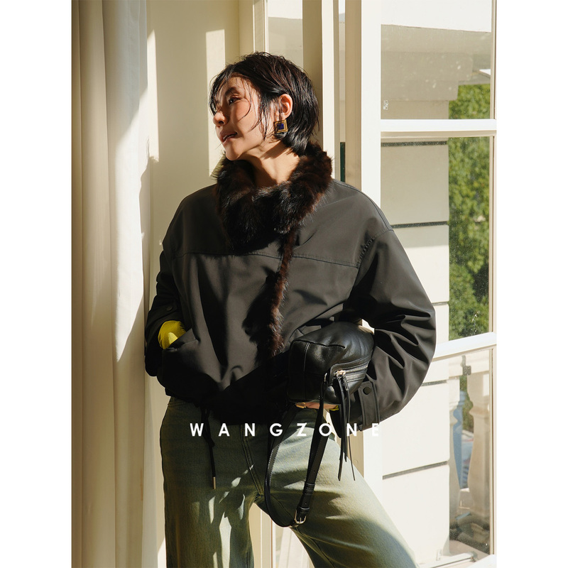 Wang Zone｜Rare Sable Fur Collar, Lightweight and Warm White Goose down Parka Jacket