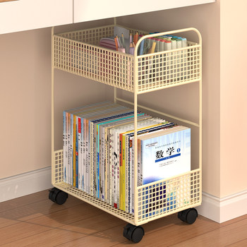 Under-table rack with wheels movable trolley multi-layer bookshelf student classroom school bag book storage tool