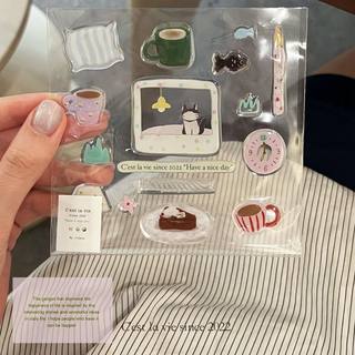 猫咪生活果冻贴纸少女心可爱立体diy咕卡ipad手机壳电脑贴纸手账