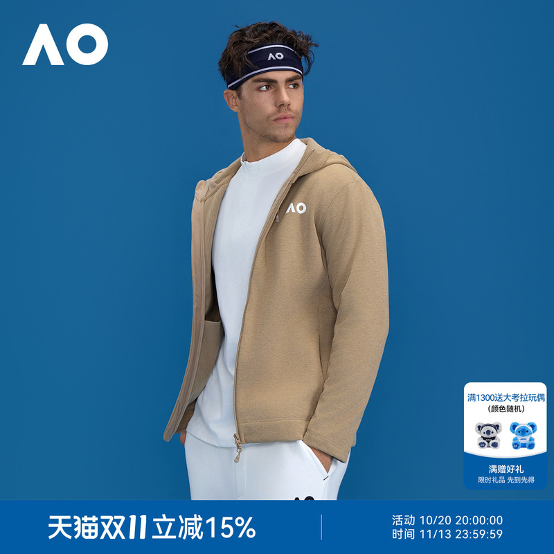 Ao Australian Open Autumn and Winter New Product Hooded Fleece-Lined Soft Shell Sports Jacket Tennis Jacket Men's Casual Fashion Top Ao Australian Open Autumn and Winter New Product Hooded Fleece-Lined Soft Shell Sports Jacket Tennis Jacket Men's Casual Fashion Top