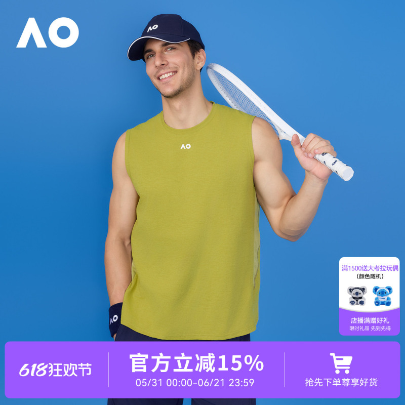Ao Australian Open Sports Vest Quick-Drying Breathable Sports Vest Running Fitness Tennis Wear Sleeveless T-Shirt for Men Ao Australian Open Sports Vest Quick-Drying Breathable Sports Vest Running Fitness Tennis Wear Sleeveless T-Shirt for Men