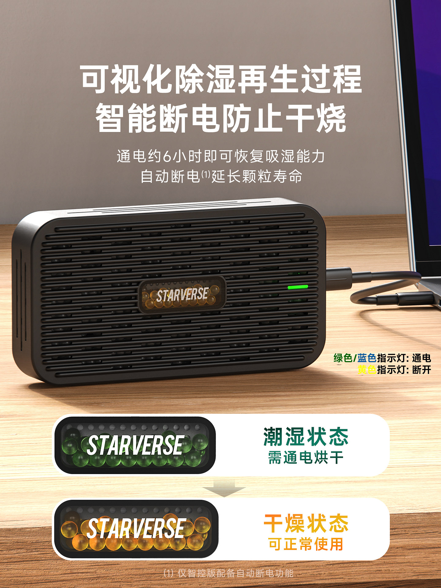 Starverse Electronic Dehumidifier Card Desiccant Color-Changing Cycle Electronic Drying Moisture-Absorbing Box Camera Electronic Moisture-Proof Box Cabinet Charging Dehumidifier Beads Dslr Guitar Anti-Mold Lens Accessories