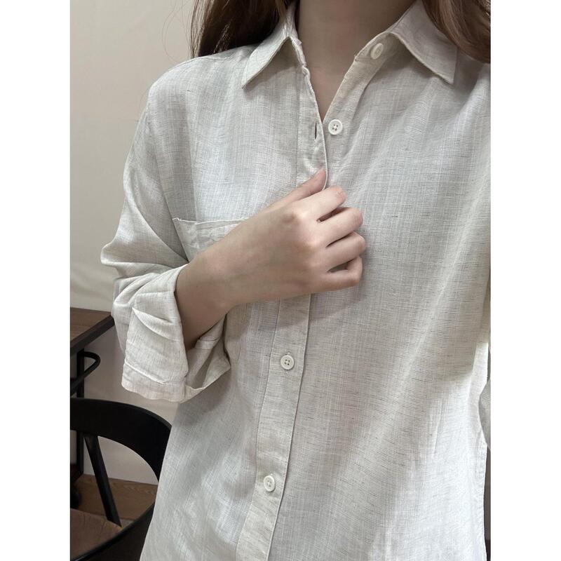 Guangdong Puning Shirt Cardigan Jacket for Women, New Summer Design, Stylish and Loose-Fitting Cotton-Linen Outerwear