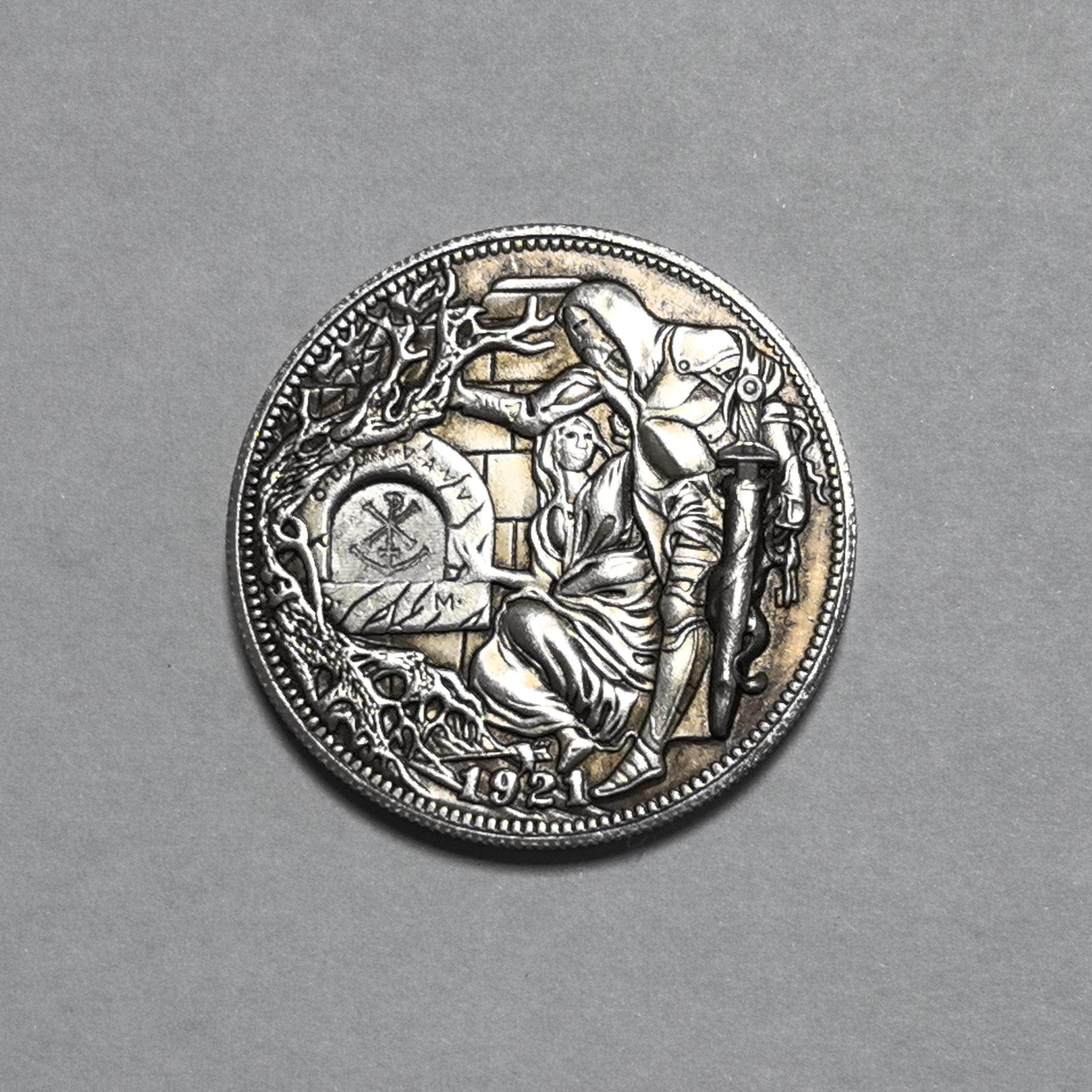 神奇罗曼布丁可动机关1921圣杯流浪币骑士拔剑硬币镀银和平-淘宝网