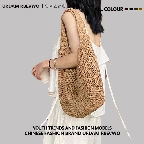 Вместительная и большая пляжная соломенная сумка через плечо на одно плечо