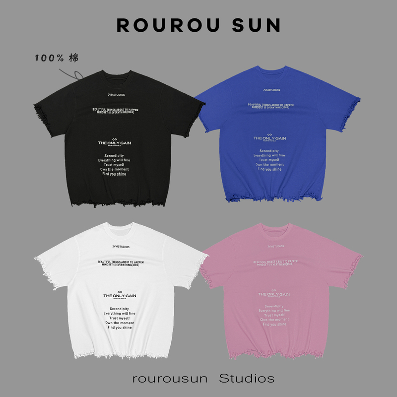 53572 New Style Women's Summer Versatile Casual Short-Sleeved T-Shirt with Irregular Frayed Edges 53572 New Style Women's Summer Versatile Casual Short-Sleeved T-Shirt with Irregular Frayed Edges