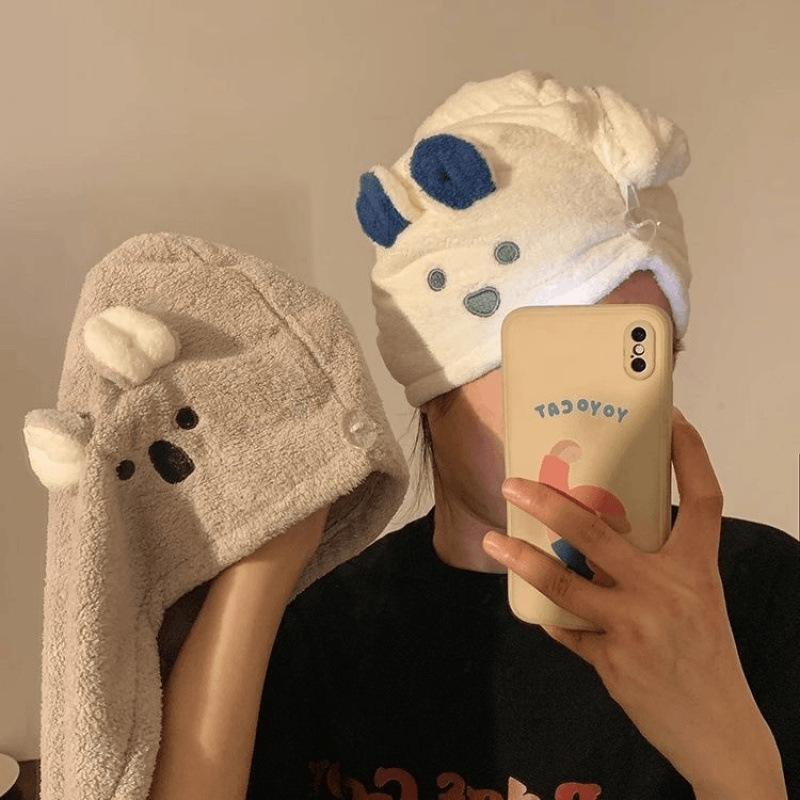 Cute Little Rabbit Towel Shower Cap for Women, Super Absorbent Quick-Dry Hair Wrap, Thick Cartoon Design
