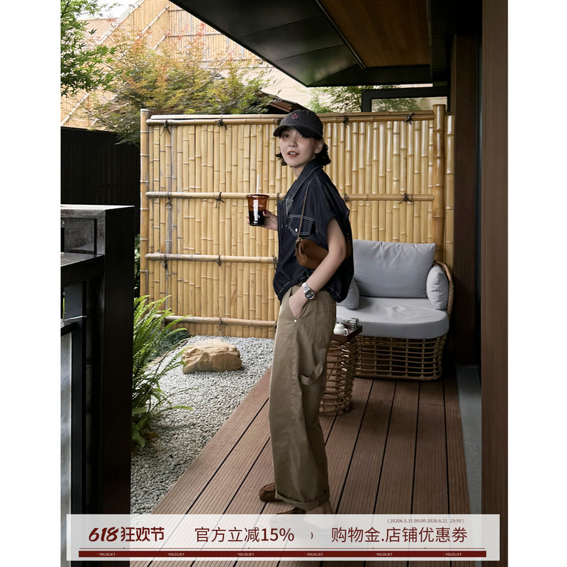 Yololite/'Breakpoint'4225 Summer Simple Classic Denim Shirt Denim Short-Sleeved Shirt