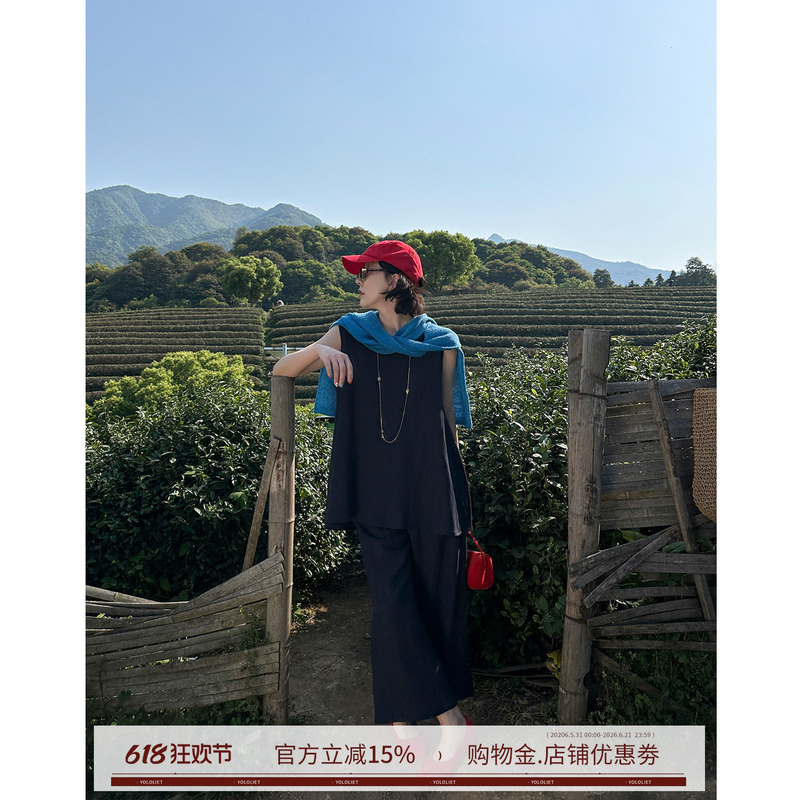 Yololite/'Cool Breeze' Summer Thin Linen Sleeveless Top + Casual Pants Two-Piece Set Yololite/'Cool Breeze' Summer Thin Linen Sleeveless Top + Casual Pants Two-Piece Set