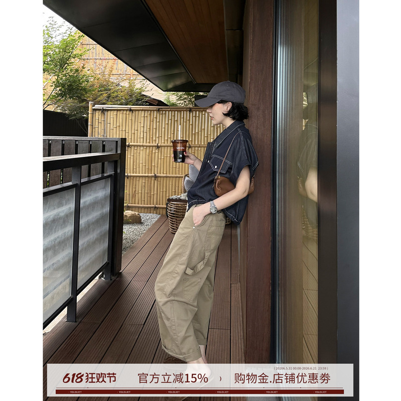 Yololite/'Powerful' Thin Khaki Lumberjack Pants for Women, Summer Loose Workwear Straight-Leg Casual Pants Yololite/'Powerful' Thin Khaki Lumberjack Pants for Women, Summer Loose Workwear Straight-Leg Casual Pants