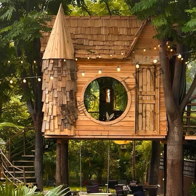 Rural Creative Tree House Accommodation, Popular Camping Site, Internet-Famous Wooden Cabin Homestay, Habitable Leisure Wood House