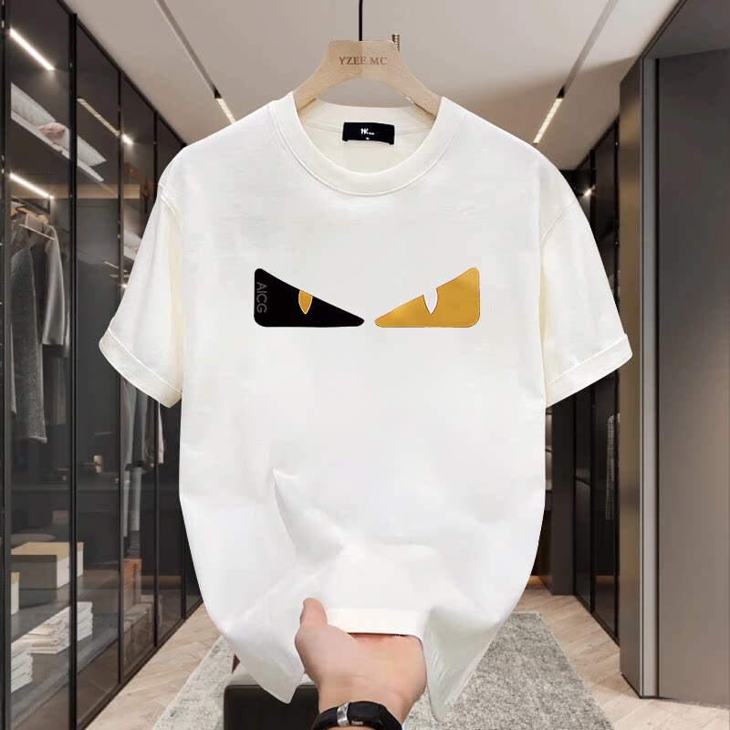 Suitable for Mufendi Collaboration [Quality Men's Clothing] Trendy White Ins-Style Personalized Printed Short-Sleeve T-Shirt for Men Summer
