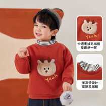 Baby all-in-one velvet sweatshirt boys plus velvet winter clothing boys long-sleeved childrens fashionable long-sleeved baby winter childrens clothing trendy