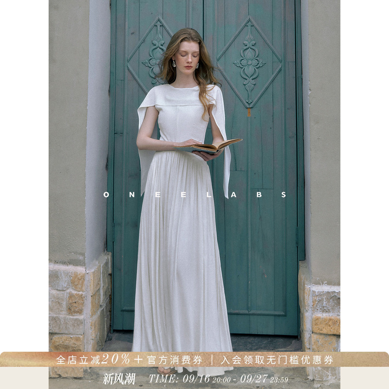 Oneelabs Original Brand/Qianwan Muse~High-End Luxury Texture Tencel Linen Reversible Dress with Ribbons