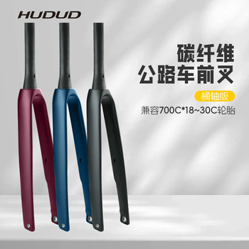 Hudud Road Bike Full Carbon Fiber Fork 700C External Internal Cable Routing Fork 100mm Thru-Axle Tapered Tube Disc Brake R21