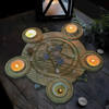 2-in-1 Pentagram five-pointed star wooden candle holder tray DIY candle holder ornaments Tarot peripheral supplies