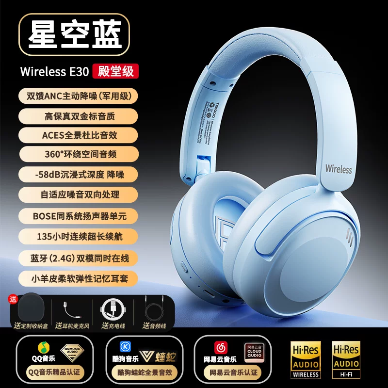 [Официально оригинал] наушники Bluetooth с активным шумоподавлением FOKU E30, наушники с ANC для игр и спорта, с креплением на голову