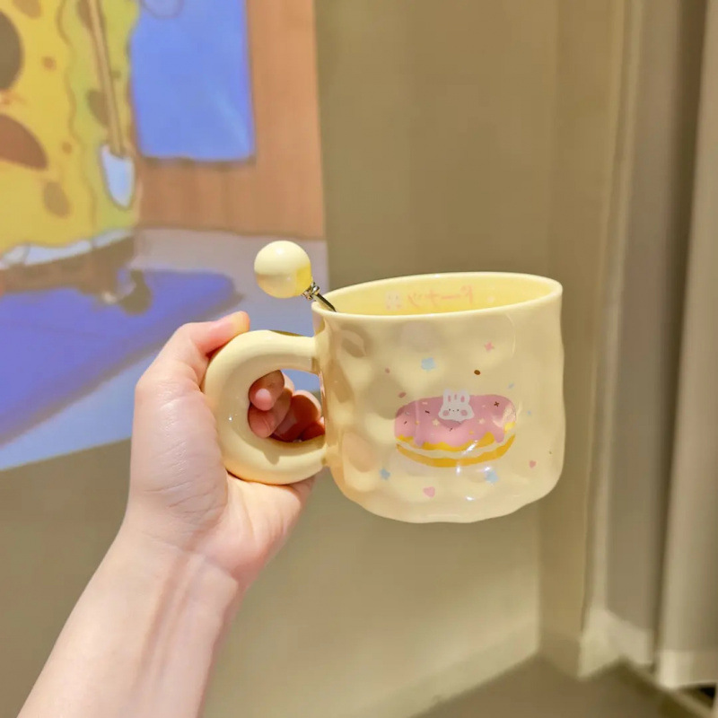 かわいいミルクフフカップミルクカップ大容量寮飲料水カップネットセレブセラミックカップパンマグ