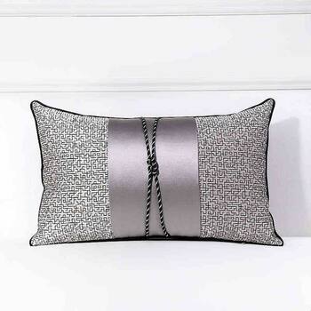 Chinese classical sofa pillow black gray silver striped waist pillow hotel model room bay window large backrest pillow cushion