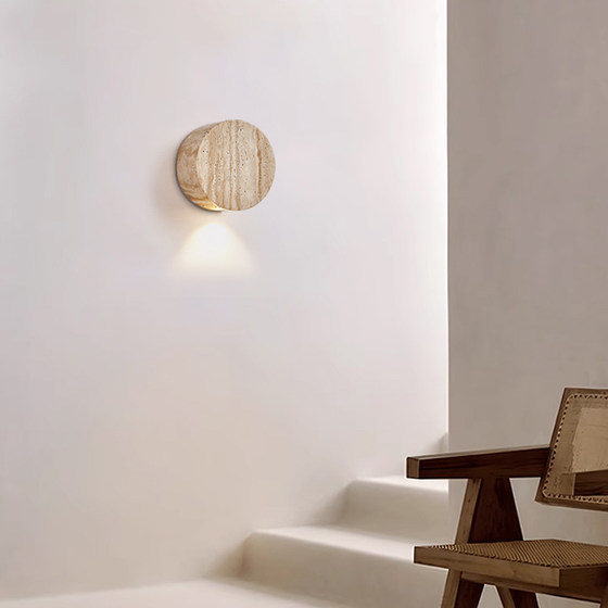 Yellow Cave Stone Wall Lamp for Stairs, Entrance, Bedroom, Bedside, Japanese Wabi-Sabi Style, Retro Homestay, Staircase Corridor, Ambient Wall Light