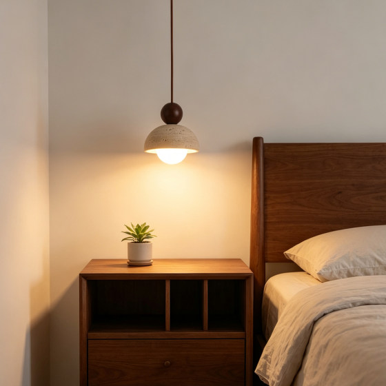 Vintage Wabi-Sabi Style Bedroom Bedside Pendant Light Yellow Travertine Nordic Homestay Pendant Light Designer Bar Counter Foyer Small Pendant Light