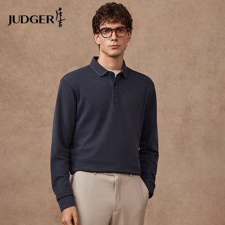 Zhuangji men's long-sleeved polo shirt brushed 2025 autumn and winter new warm elastic t-shirt