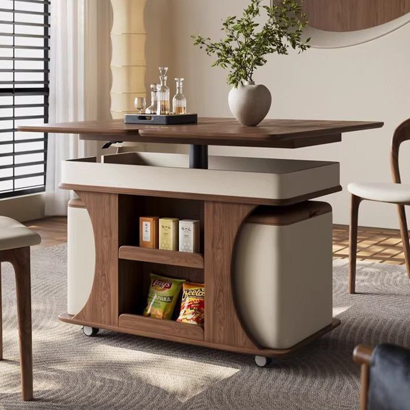 Movable Sofa Side Table, Small Trolley, Multifunctional Side Cabinet, Foldable Home-Use Adjustable Coffee Table, Small Apartment Balcony Tea Table
