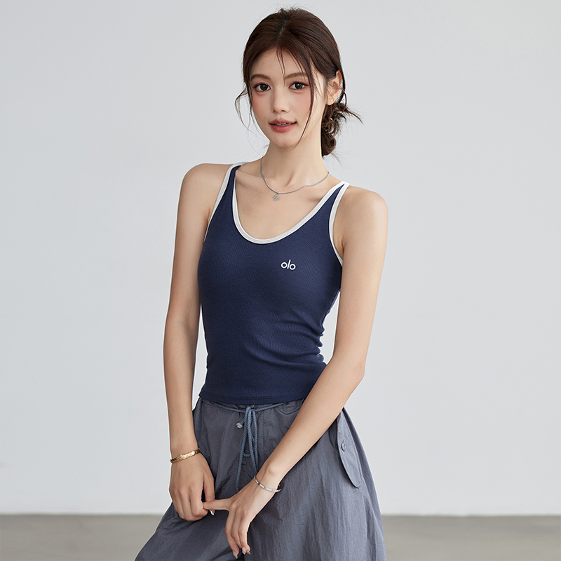 American Sport Fitness Vest Pilates Shock-Proof Sling Bra with Chest Pad Yoga Sleeveless Top for Women