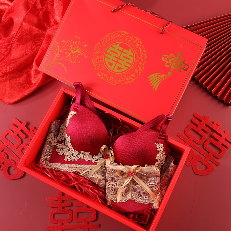 Victoria Marisa Zodiac Year Red Lingerie for Women with Small Bust, Push-Up, Wireless, Wedding Bride Bra Set Victoria Marisa Zodiac Year Red Lingerie for Women with Small Bust, Push-Up, Wireless, Wedding Bride Bra Set
