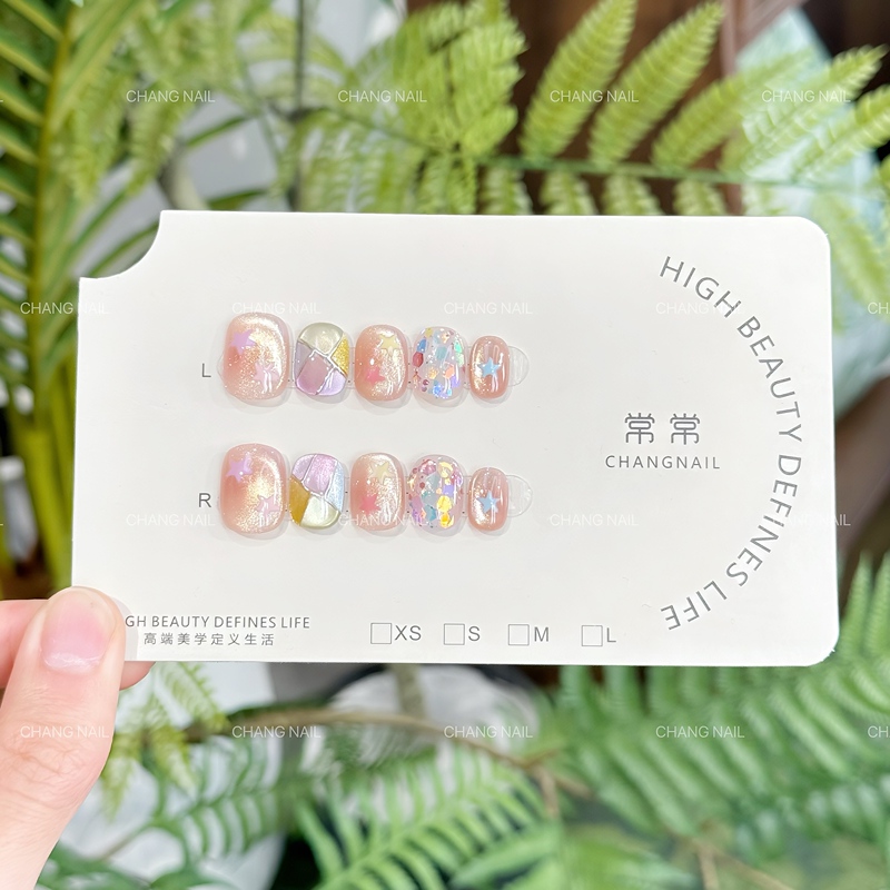 [Starlight Popping Candy] - Handmade Wearable Nails Summer Rainbow Dopamine Sweet Temperament Pure Desire 10-Piece Set