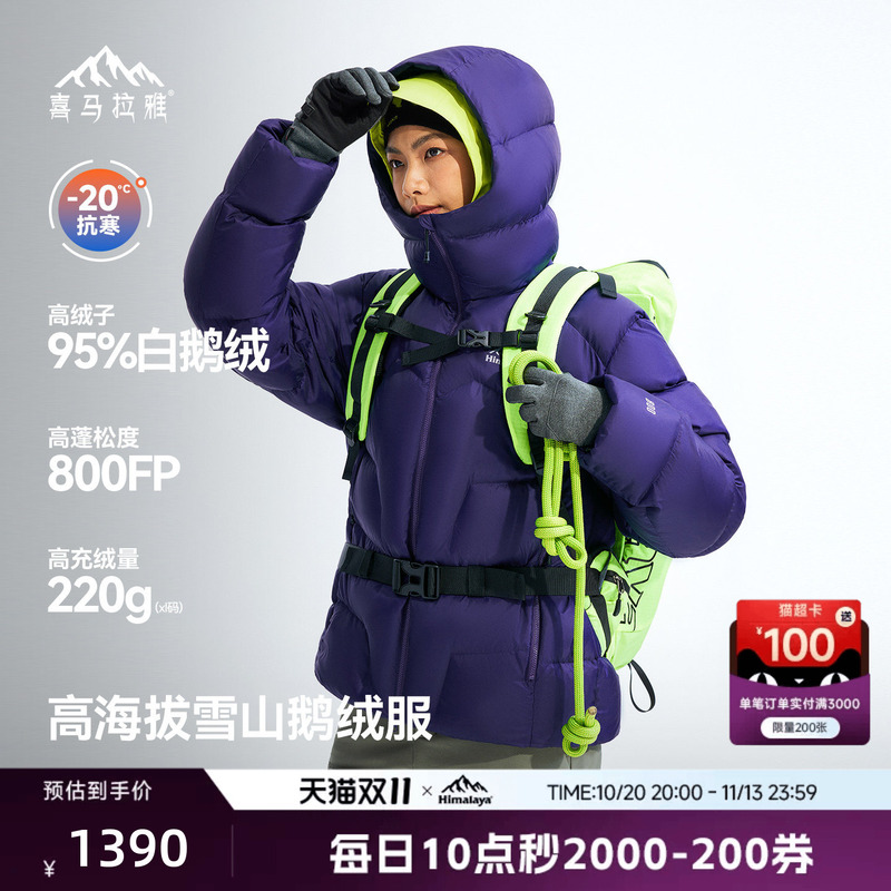 Himalaya Jade Dragon down Jacket 800 Fill Power Water-Repellent Goose down Outdoor Snow Mountain Climbing Warm Windproof Jacket for Men and Women
