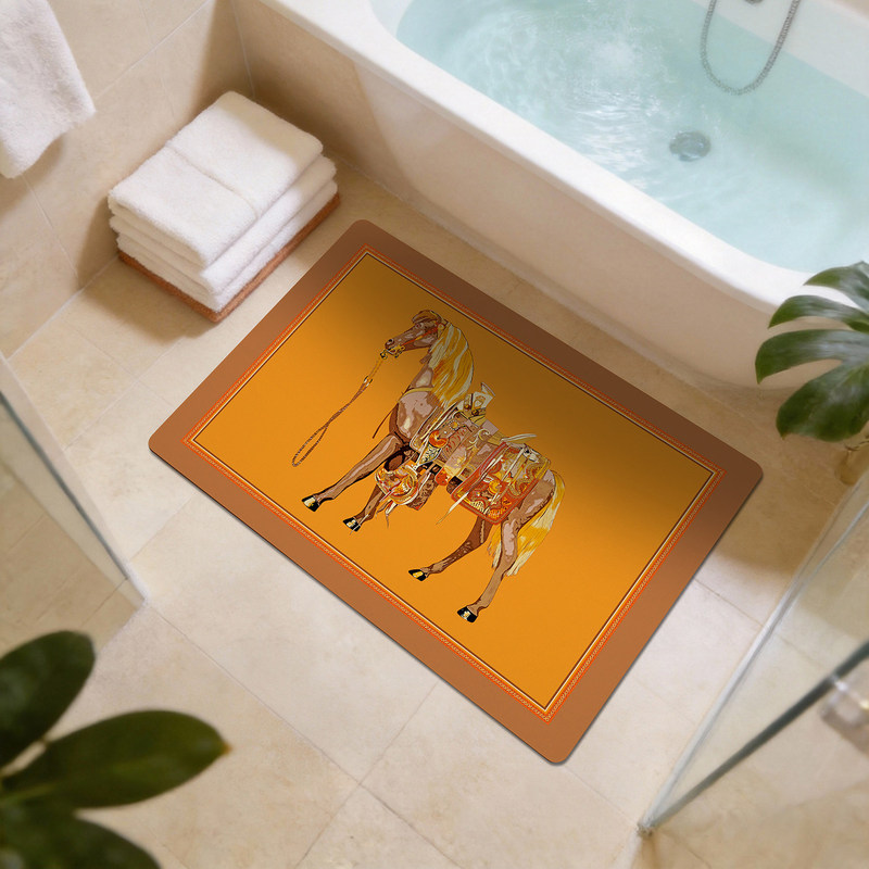 Suitable for Hermès Light Luxury Bathroom Floor Mats, Non-Slip Quick-Dry Mats for Bathrooms and Toilets, Orange Color Suitable for Hermès Light Luxury Bathroom Floor Mats, Non-Slip Quick-Dry Mats for Bathrooms and Toilets, Orange Color