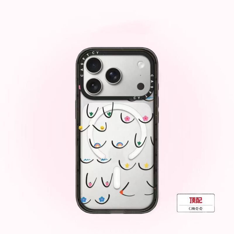 Mobile Phone Case [Casfe] Booby Icons Cute Little Logo Suitable for Apple Iphone17/16/15/14/13/12/Plus/Pro/Max Magnetic Transparent Anti-Fall Phone Case Trendy Brand