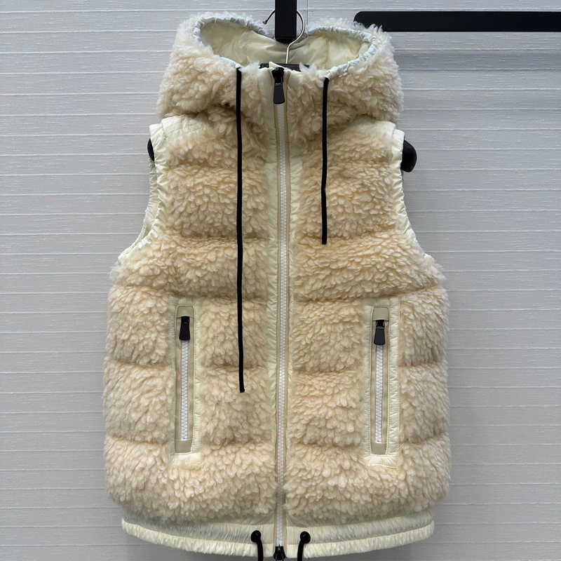 Hooded Color-Blocked Drawstring Zipper Pocket down Vest 2026 Autumn and Winter New Style Vest Top Y708