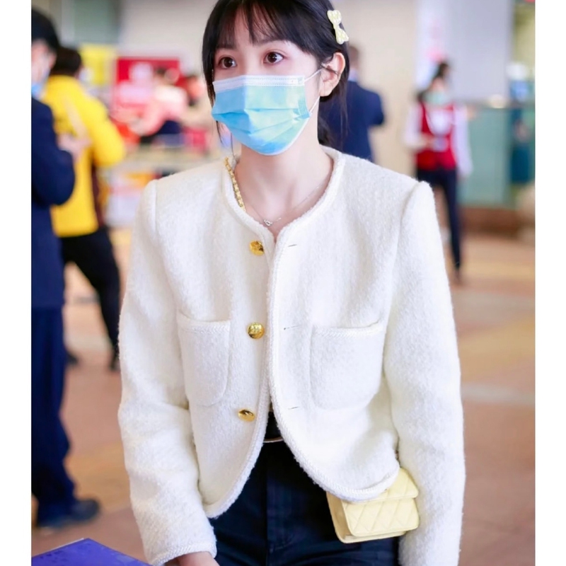 Wool Tweed Three-Button Short Round-Neck Jacket 2026 Autumn and Winter New Style Top Y710