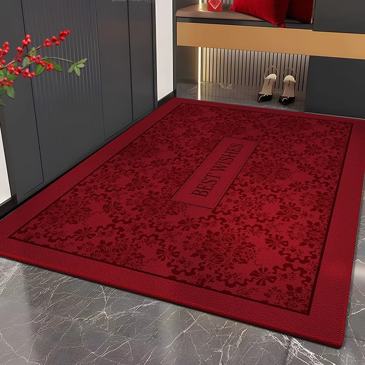 French Red Entrance Door Mat, High-End Door Mat for Housewarming, Festive Home Carpet, Can Be Cut to Size