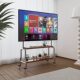 Stainless steel movable TV floor stand hanger suitable for 43 to 80 inches wheeled living room bedroom cart bed sheet pull cart