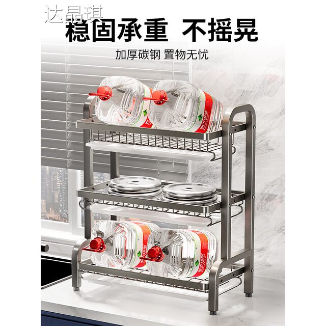 Kitchen dish storage rack, multi-functional storage rack, household stainless steel dish rack, dish drain rack, bowl and chopsticks storage box, bed sheet cart