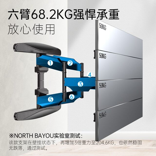 Nb P65 Tv Mount Universal Wall-Mounted Rotating Telescopic Tv Bracket 55-85 Telescopic Bracket Bed Cover Pull Cart