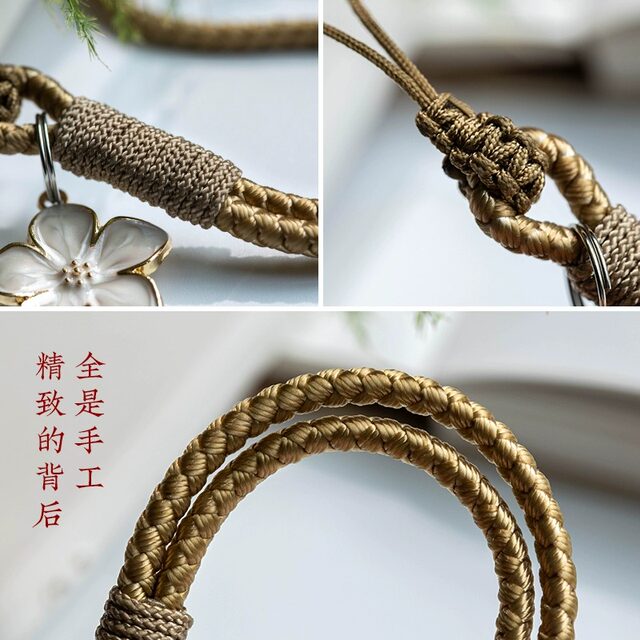 Fresh literary mobile phone chain lanyard short mobile phone case pendant wrist rope hand-woven antique key chain cdd camera lanyard strong and durable anti-lost rope pendant bag pendant