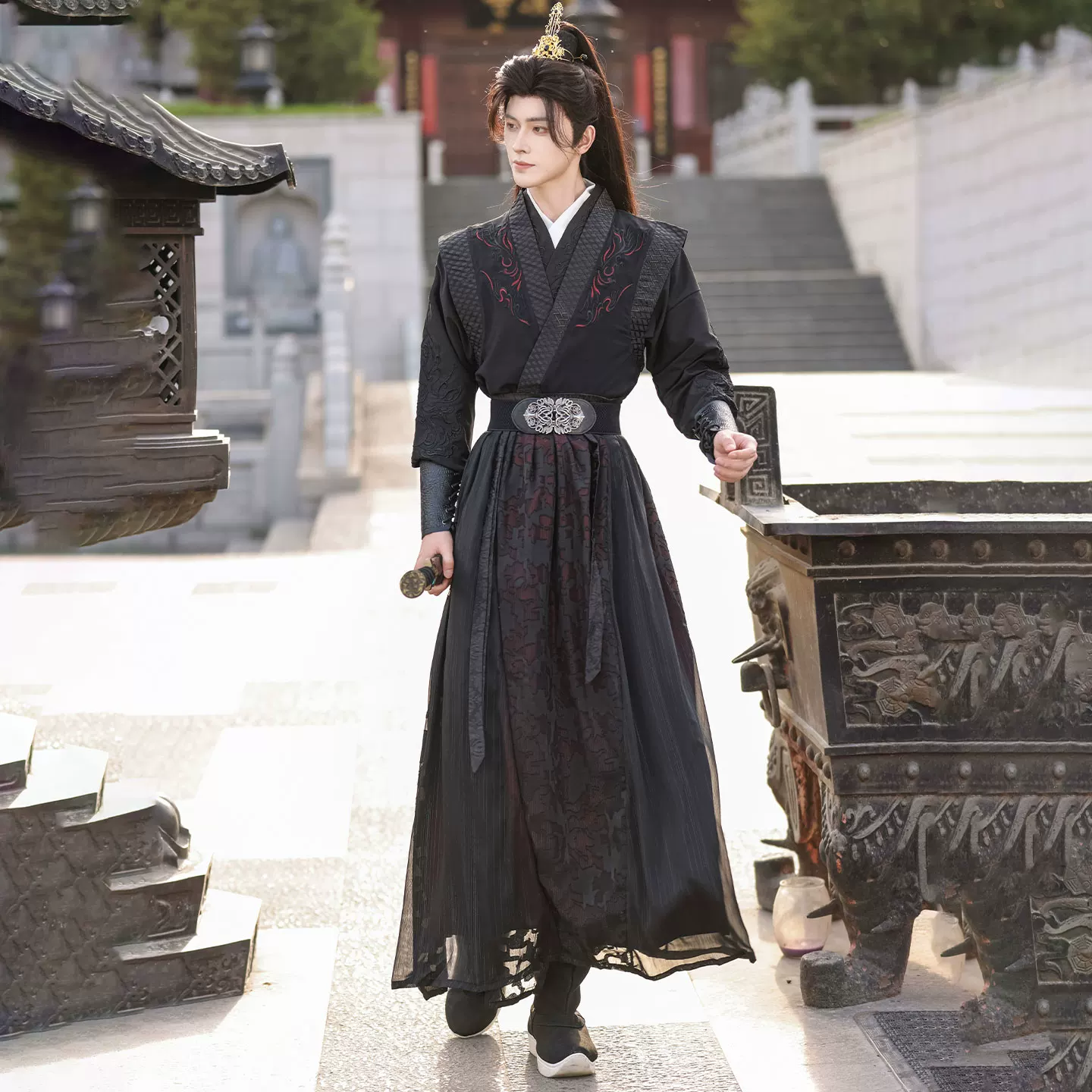 朝韵辞 Original Hanfu [Lotus God] Martial arts knights ancient style embroidery and improved Tang backs and men's and women's ancient costumes
