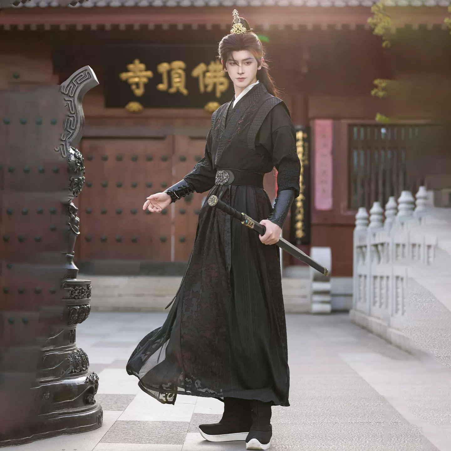 朝韵辞 Original Hanfu [Lotus God] Martial arts knights ancient style embroidery and improved Tang backs and men's and women's ancient costumes