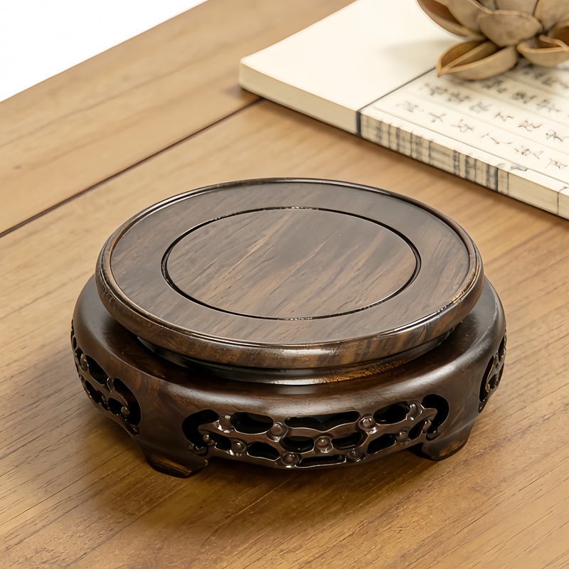 Ebony Base Ornaments, Vases, Bonsai, Fish Tanks, Wine Jars, Handicrafts, Teapots, Load-Bearing Solid Wood Round Base Brackets Ebony Base Ornaments, Vases, Bonsai, Fish Tanks, Wine Jars, Handicrafts, Teapots, Load-Bearing Solid Wood Round Base Brackets