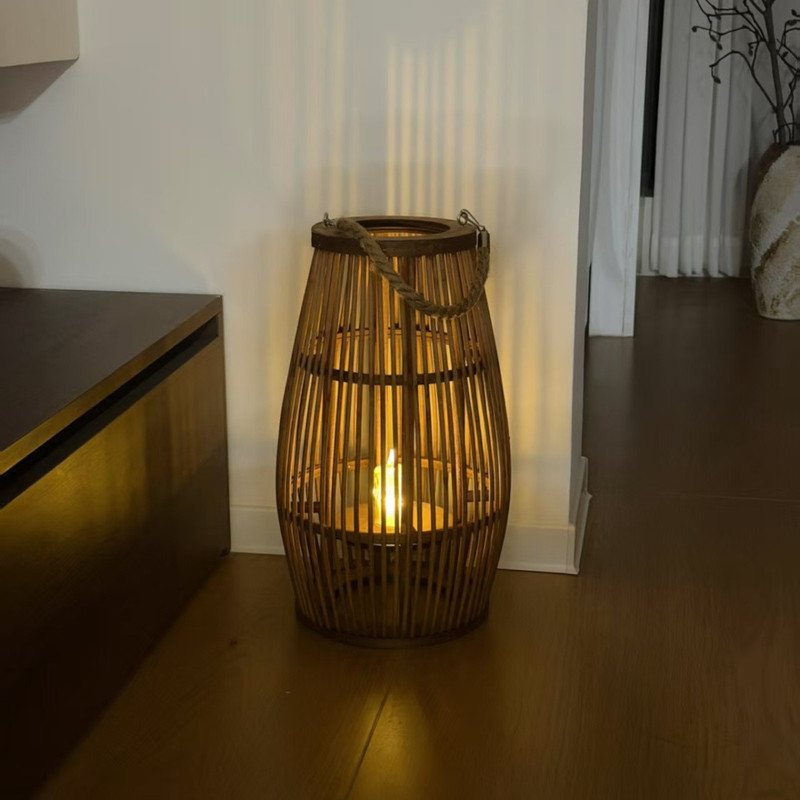 New Chinese-Style Floor Lamp, Wabi-Sabi Style Floor Lamp, Ancient-Style Bamboo Weaving, High-End Bamboo Weaving Floor Lantern