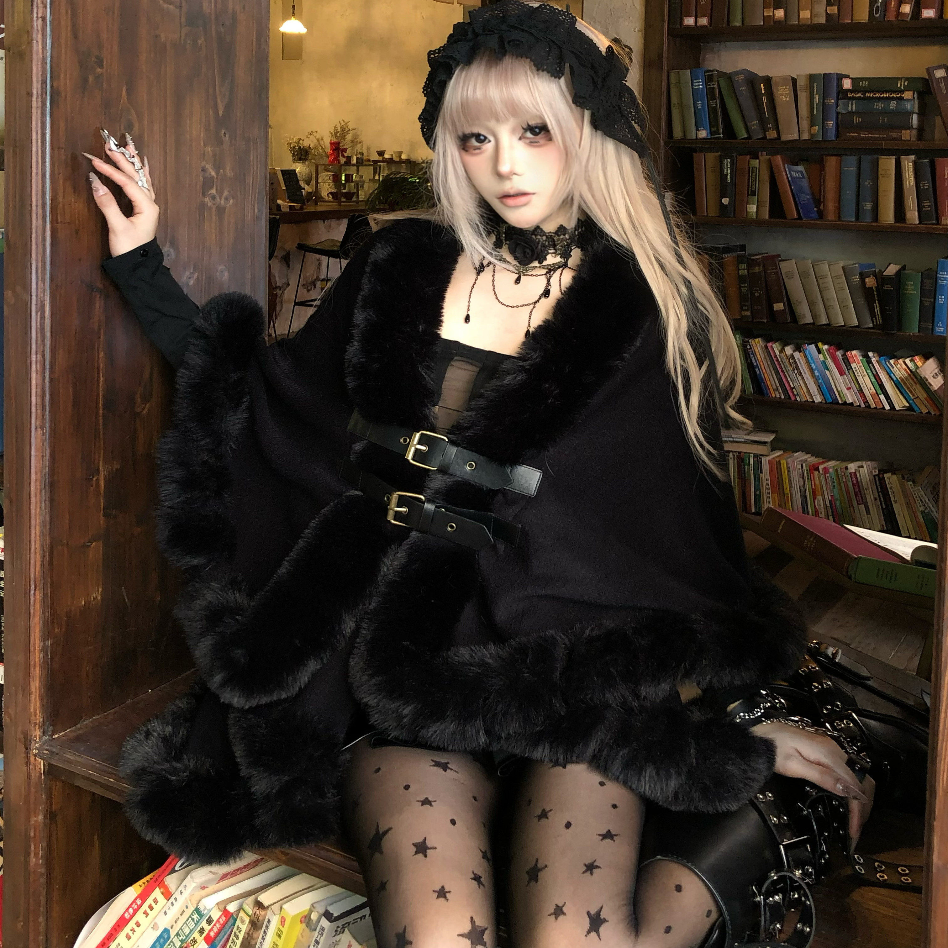 SanzL1tter Original Double-Layer Subculture Black Furry Cape
